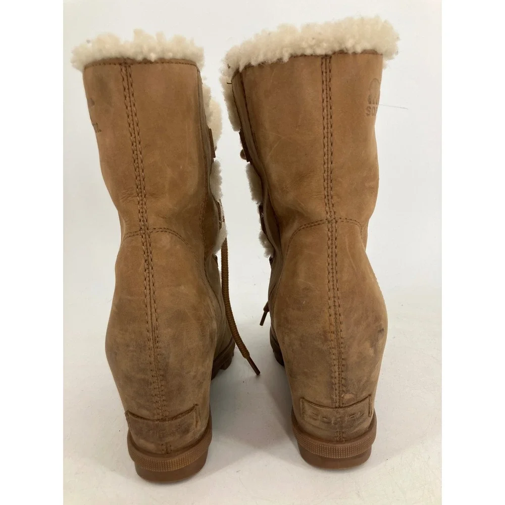 Sorel Joan of Arctic Wedge II Boots Womens 8 Brown Shearling Waterproof